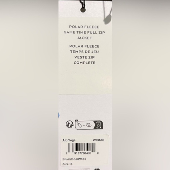 Alo Yoga NWT Polar Fleece Game Time Full Zip Jacket Blue Stone White Size M - Picture 5 of 5